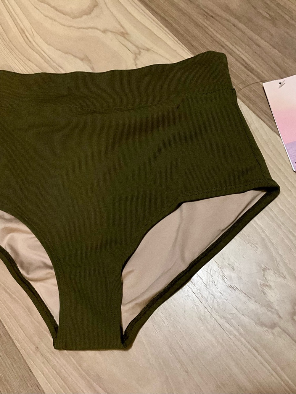 Mott50 Olive Green High-Waist Ribbed Bikini Bottom